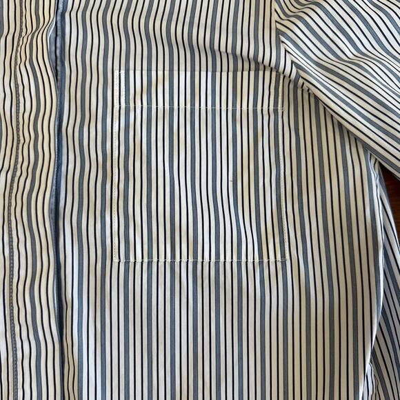 TWP Blue Striped Boyfriend Shirt, Cotton, Roll Tabs, Career, Quiet Luxury Small - Picture 13 of 16